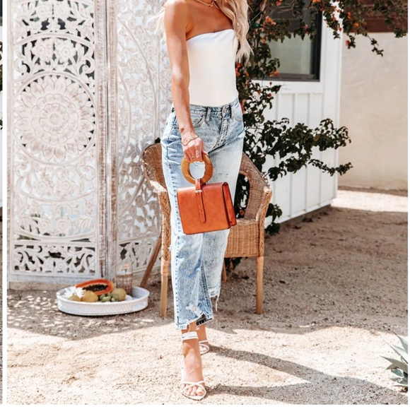 New Twist O-Ring strapless Tube Top BODYSUIT - WHI - Picture 5 of 10